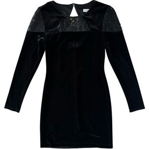 BCBGeneration Black Velvet Mini Dress Long Sleeves Small‎
